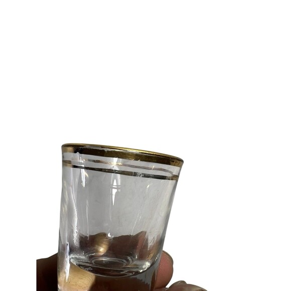 Vintage Anchor Hocking Shot Glass Gold Rim Weighted 2 1/4” Set Of 2 MCM *READ - Picture 5 of 9